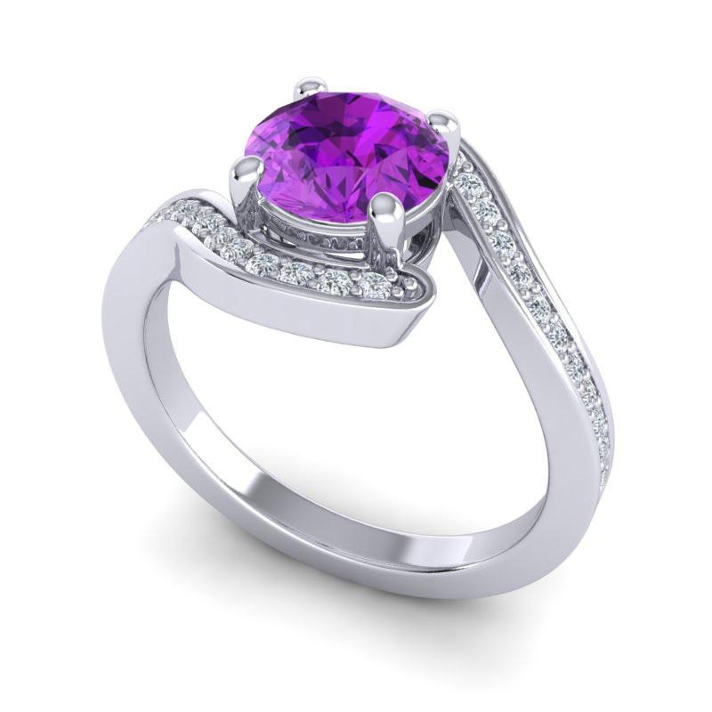 4 Prong Diamond Pave Bypass Setting Asakta Ring