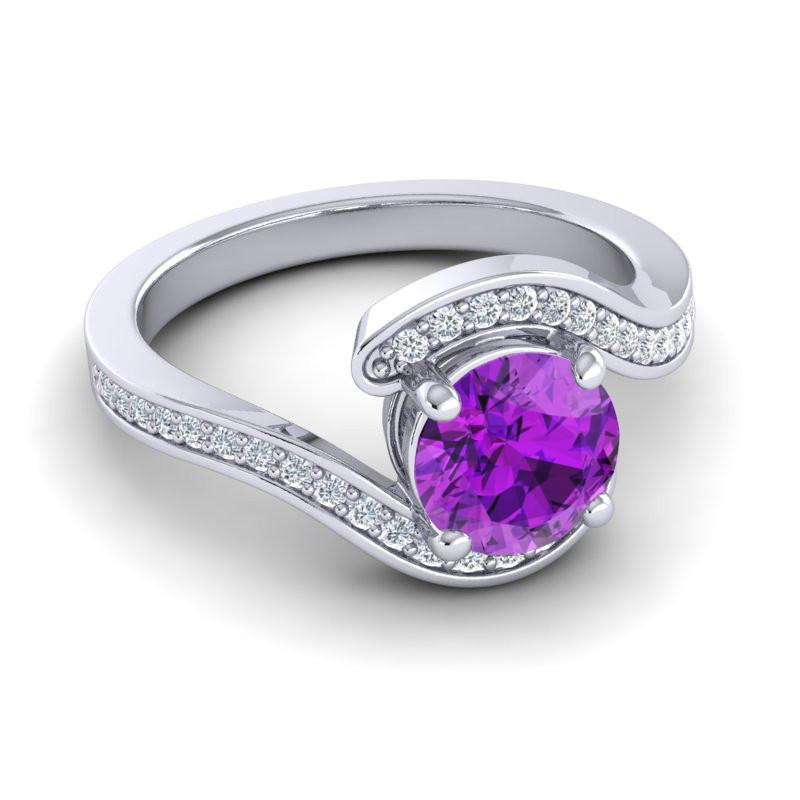 4 Prong Diamond Pave Bypass Setting Asakta Ring