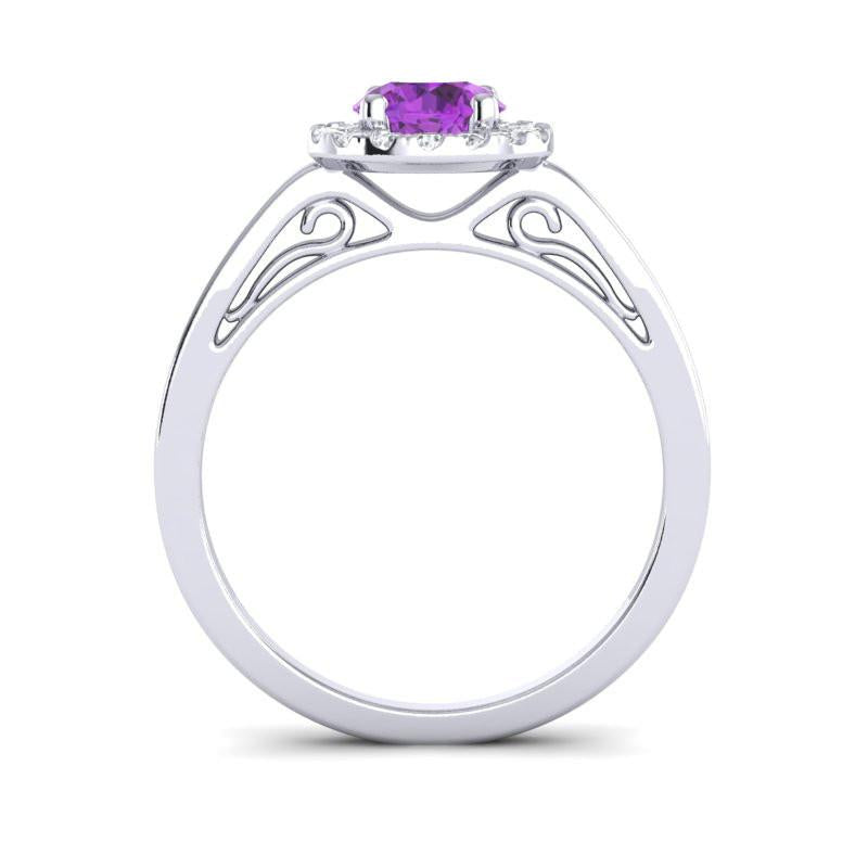 4 Prong Cathedral Filigree Diamond Halo Vimana Ring