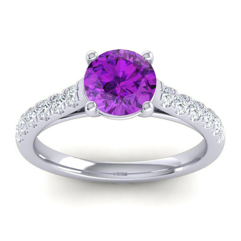 4 Prong Cathedral Diamond Scalloped Pave Valimat Ring