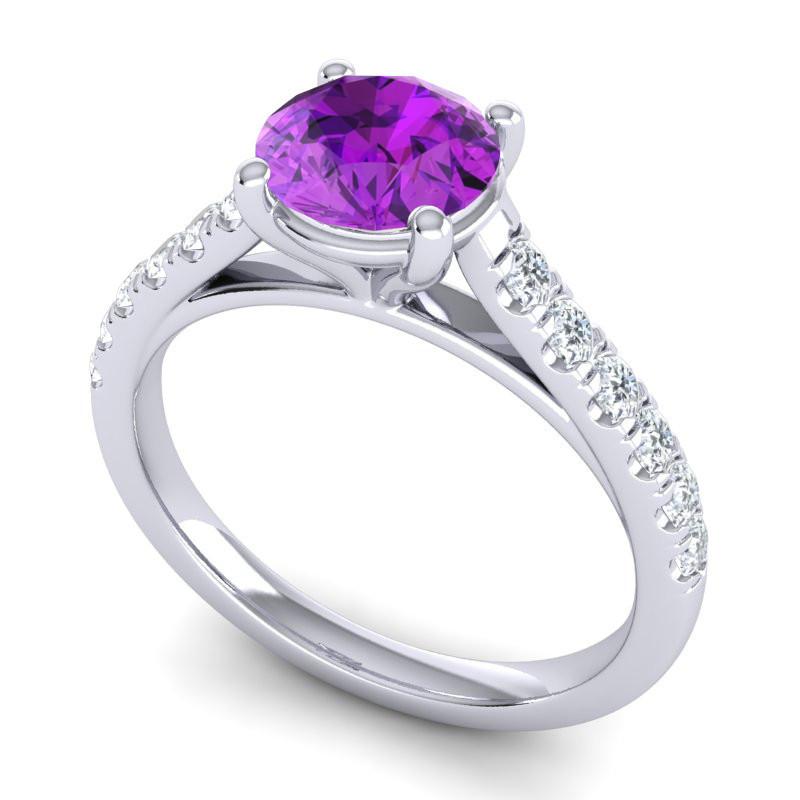 4 Prong Cathedral Diamond Scalloped Pave Valimat Ring