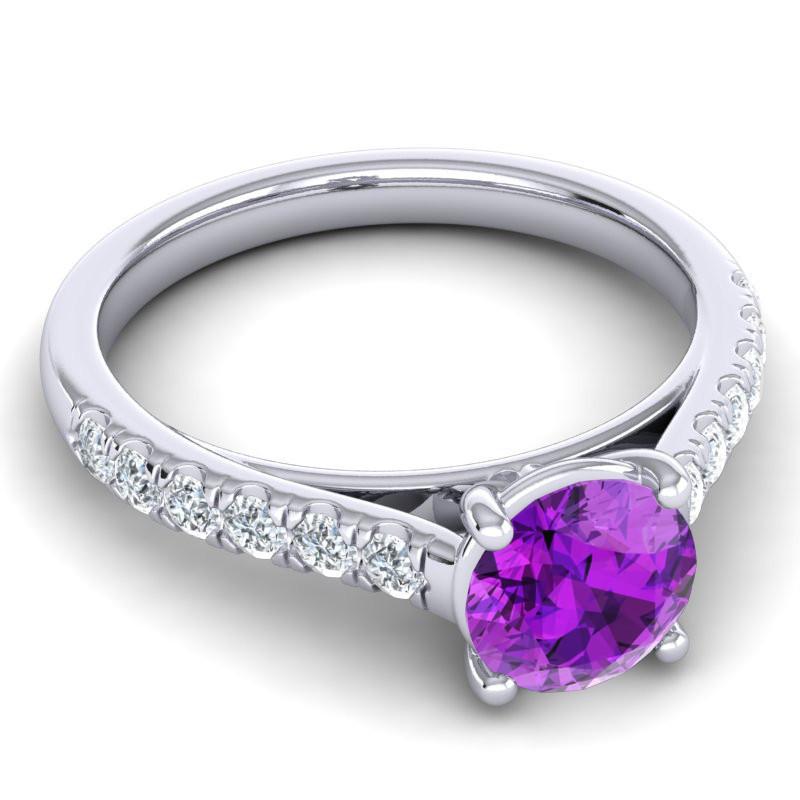 4 Prong Cathedral Diamond Scalloped Pave Valimat Ring