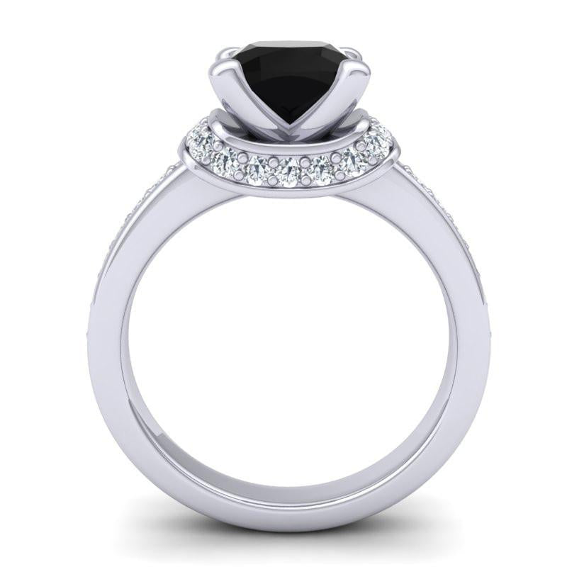 4 Prong Diamond Pave Halo Cushion Cut Aksika Ring