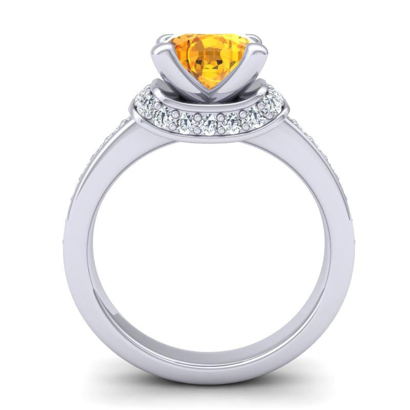 4 Prong Diamond Pave Halo Cushion Cut Aksika Ring