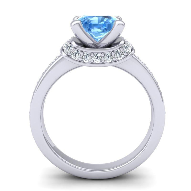 4 Prong Diamond Pave Halo Cushion Cut Aksika Ring