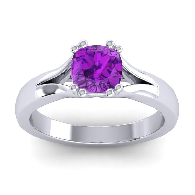 4 Double Prong Cathedral Cushion Cut Solitaire Niza Ring