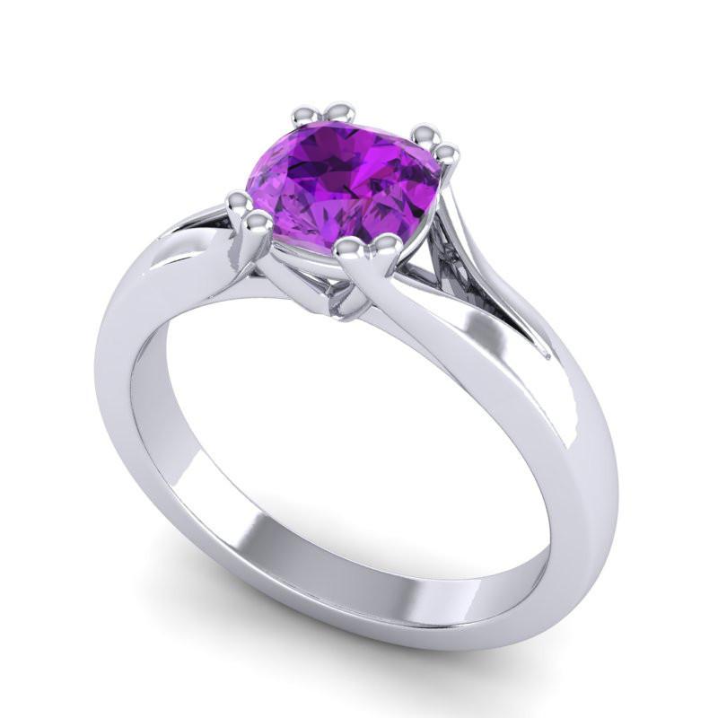 4 Double Prong Cathedral Cushion Cut Solitaire Niza Ring