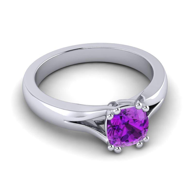 4 Double Prong Cathedral Cushion Cut Solitaire Niza Ring