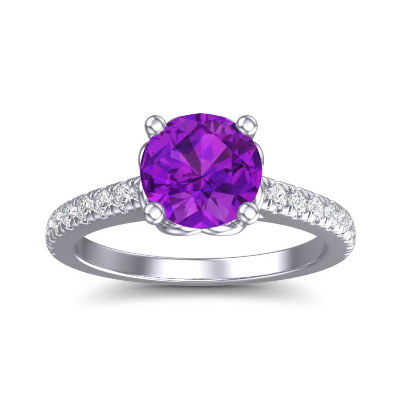 4 Prong Cathedral Trellis Diamond Scalloped Pave Amra Ring