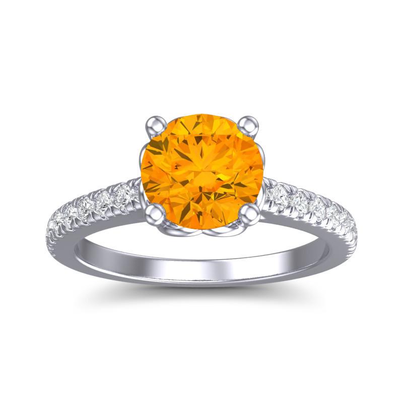 4 Prong Cathedral Trellis Diamond Scalloped Pave Amra Ring