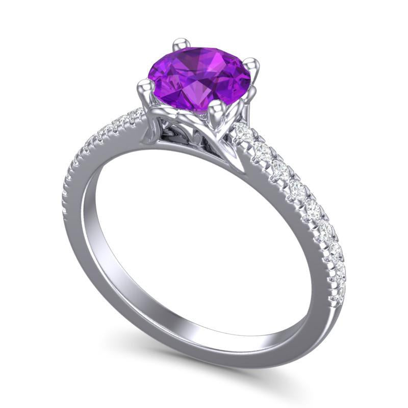 4 Prong Cathedral Trellis Diamond Scalloped Pave Amra Ring