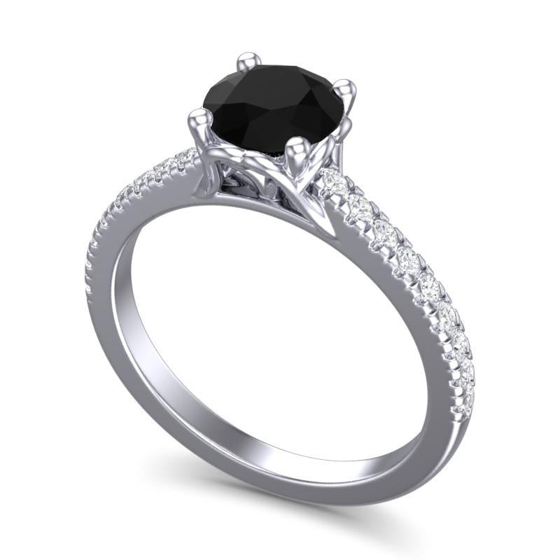 4 Prong Cathedral Trellis Diamond Scalloped Pave Amra Ring