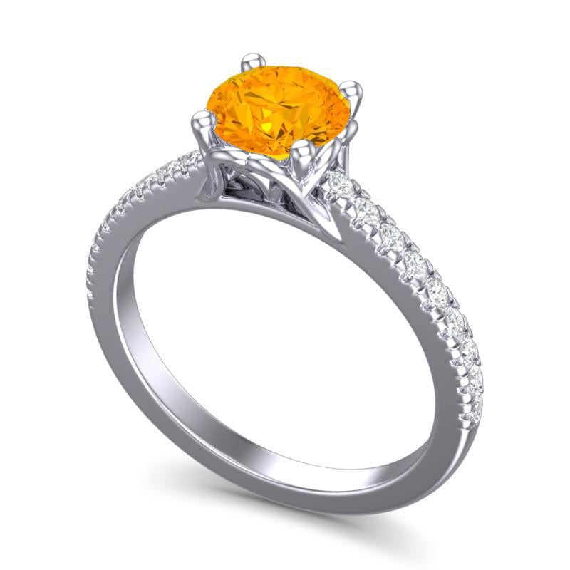 4 Prong Cathedral Trellis Diamond Scalloped Pave Amra Ring