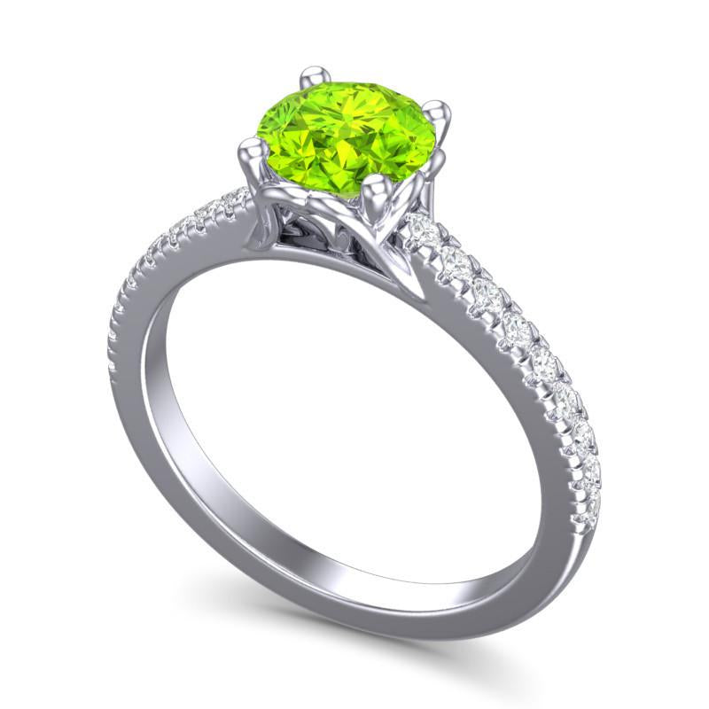 4 Prong Cathedral Trellis Diamond Scalloped Pave Amra Ring