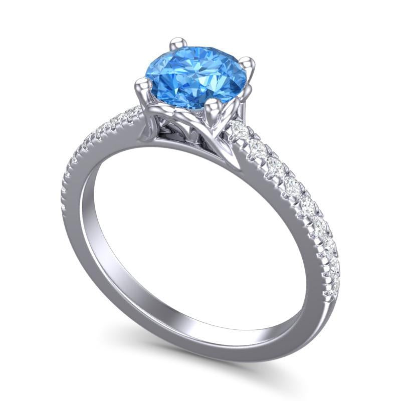 4 Prong Cathedral Trellis Diamond Scalloped Pave Amra Ring