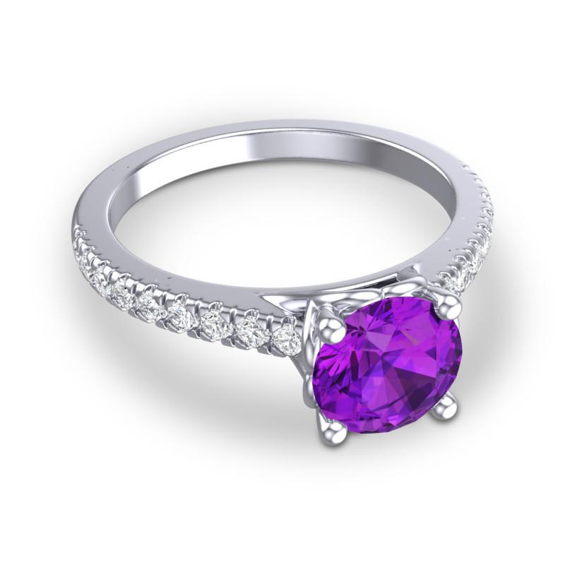 4 Prong Cathedral Trellis Diamond Scalloped Pave Amra Ring