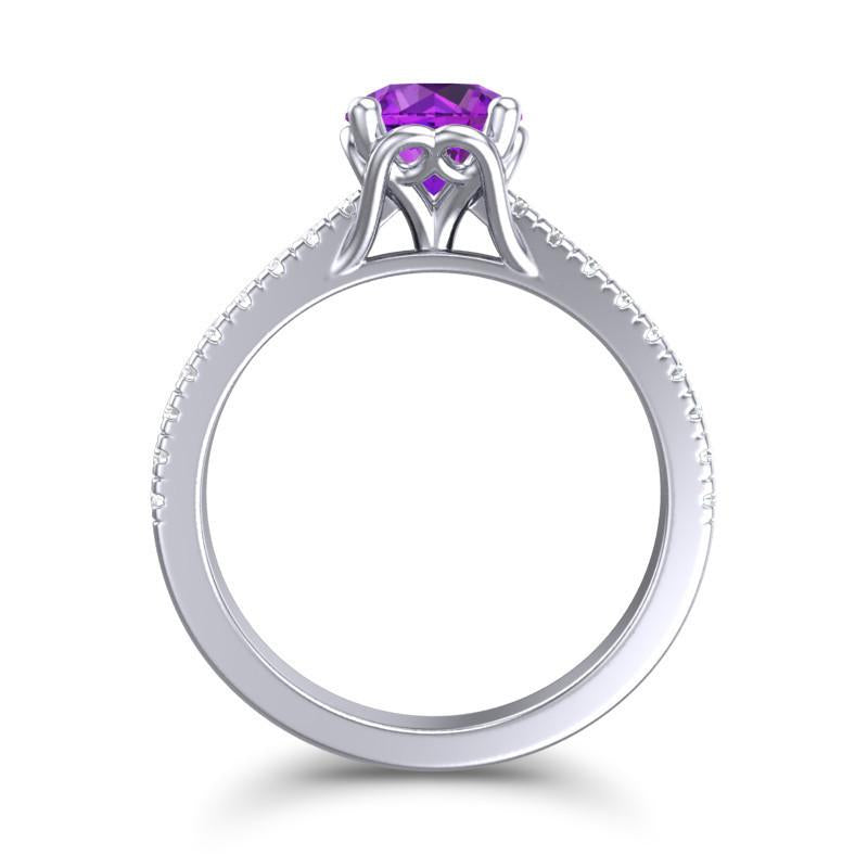 4 Prong Cathedral Trellis Diamond Scalloped Pave Amra Ring