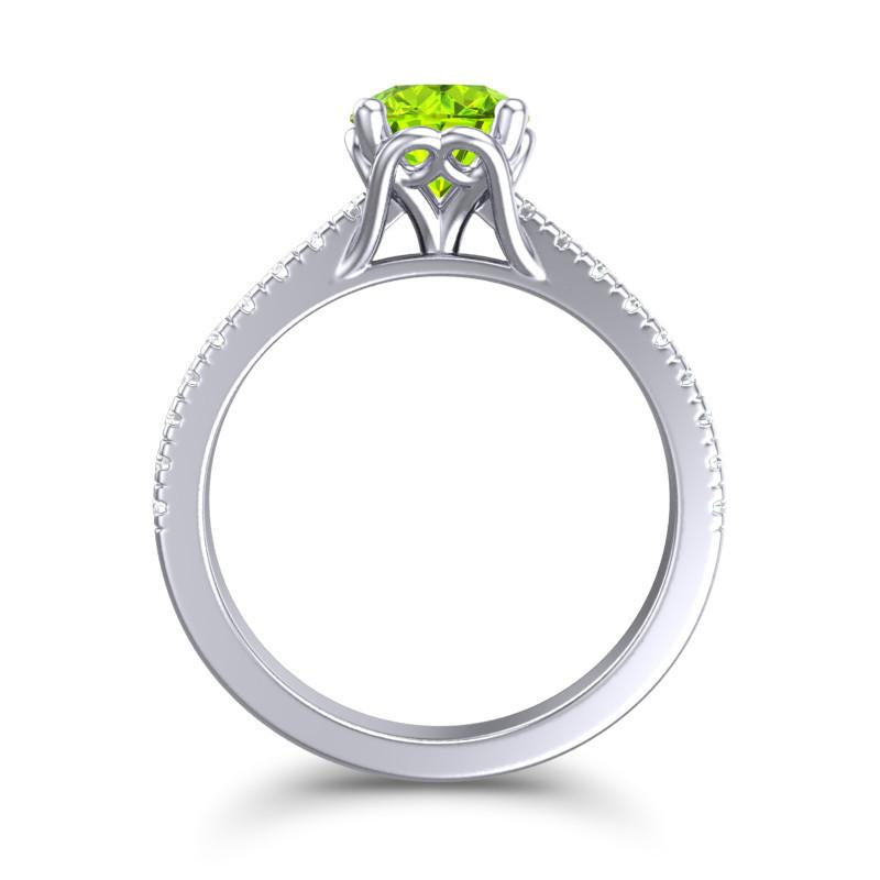 4 Prong Cathedral Trellis Diamond Scalloped Pave Amra Ring