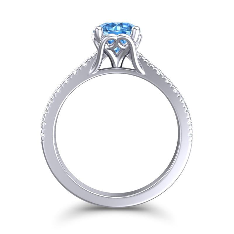 4 Prong Cathedral Trellis Diamond Scalloped Pave Amra Ring