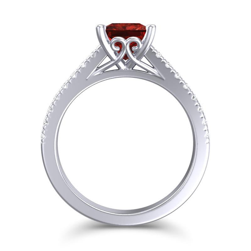 4 Claw Prong Classic Princess Cut Cathedral Diamond Pave Vara Ring