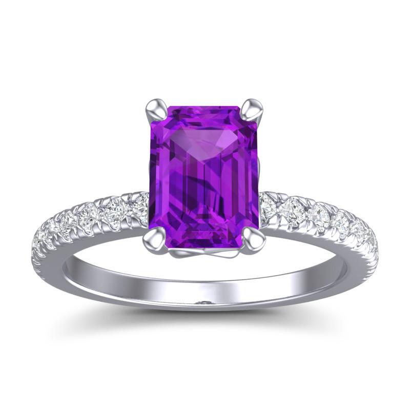 4 Claw Prong Classic Emerald Cut Trellis Diamond Pave Samicina Ring