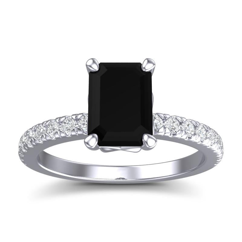 4 Claw Prong Classic Emerald Cut Trellis Diamond Pave Samicina Ring