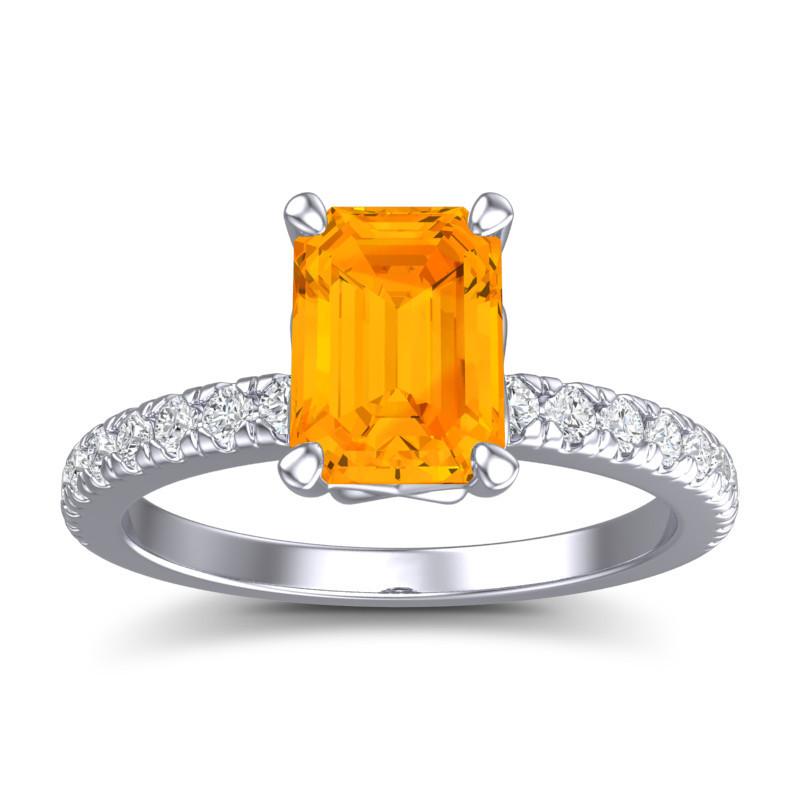 4 Claw Prong Classic Emerald Cut Trellis Diamond Pave Samicina Ring