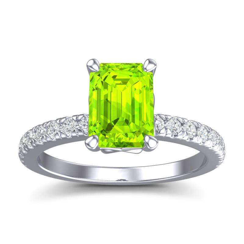 4 Claw Prong Classic Emerald Cut Trellis Diamond Pave Samicina Ring