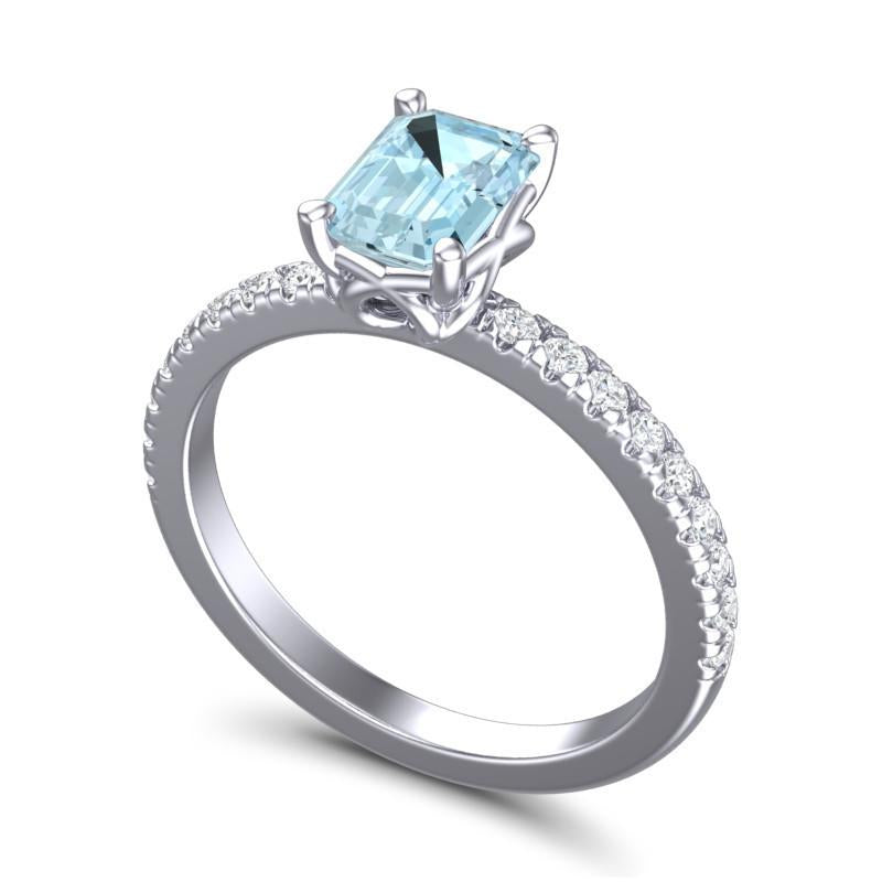 4 Claw Prong Classic Emerald Cut Trellis Diamond Pave Samicina Ring