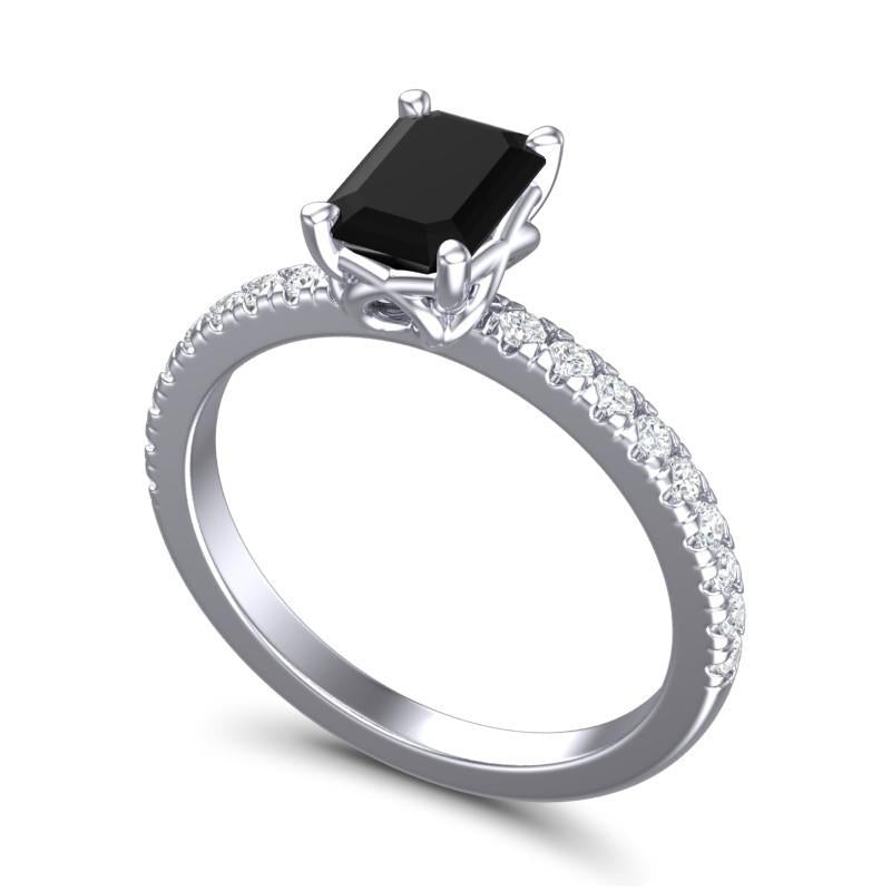 4 Claw Prong Classic Emerald Cut Trellis Diamond Pave Samicina Ring