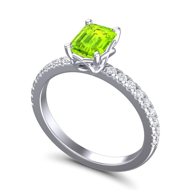 4 Claw Prong Classic Emerald Cut Trellis Diamond Pave Samicina Ring