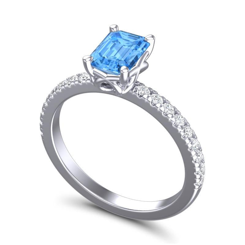 4 Claw Prong Classic Emerald Cut Trellis Diamond Pave Samicina Ring