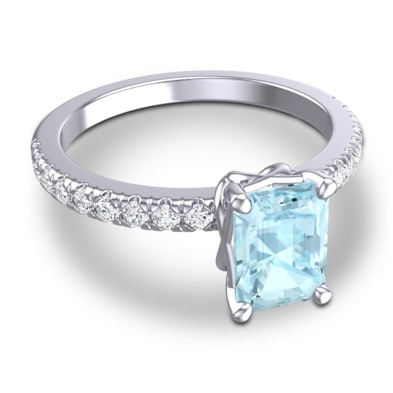 4 Claw Prong Classic Emerald Cut Trellis Diamond Pave Samicina Ring