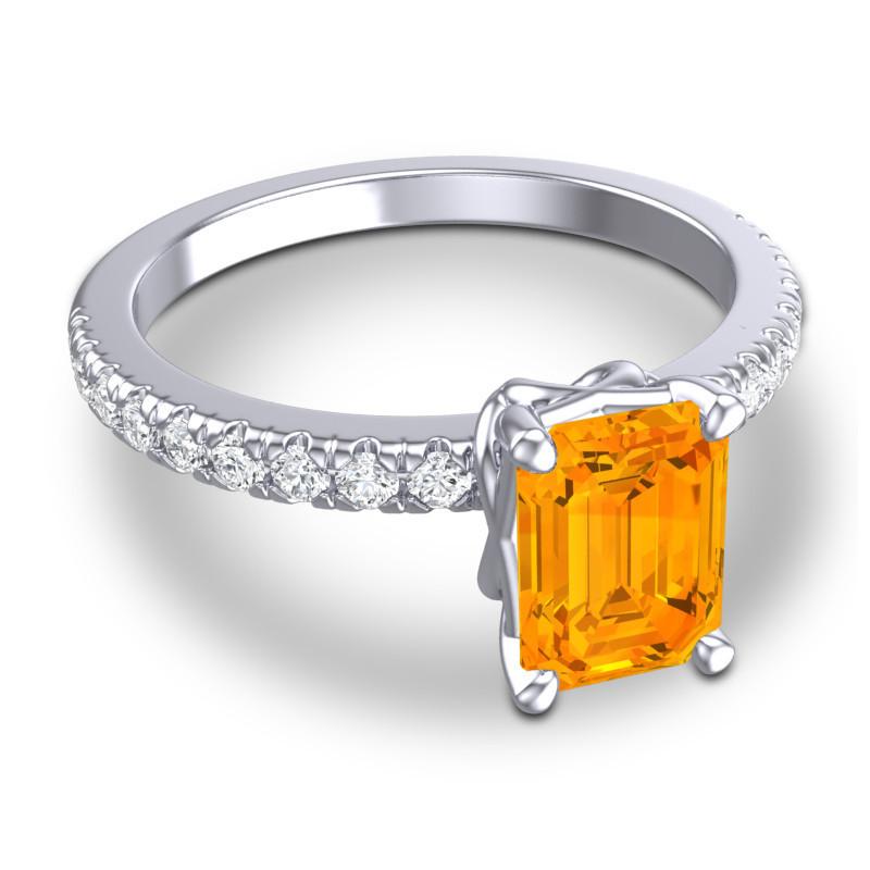 4 Claw Prong Classic Emerald Cut Trellis Diamond Pave Samicina Ring