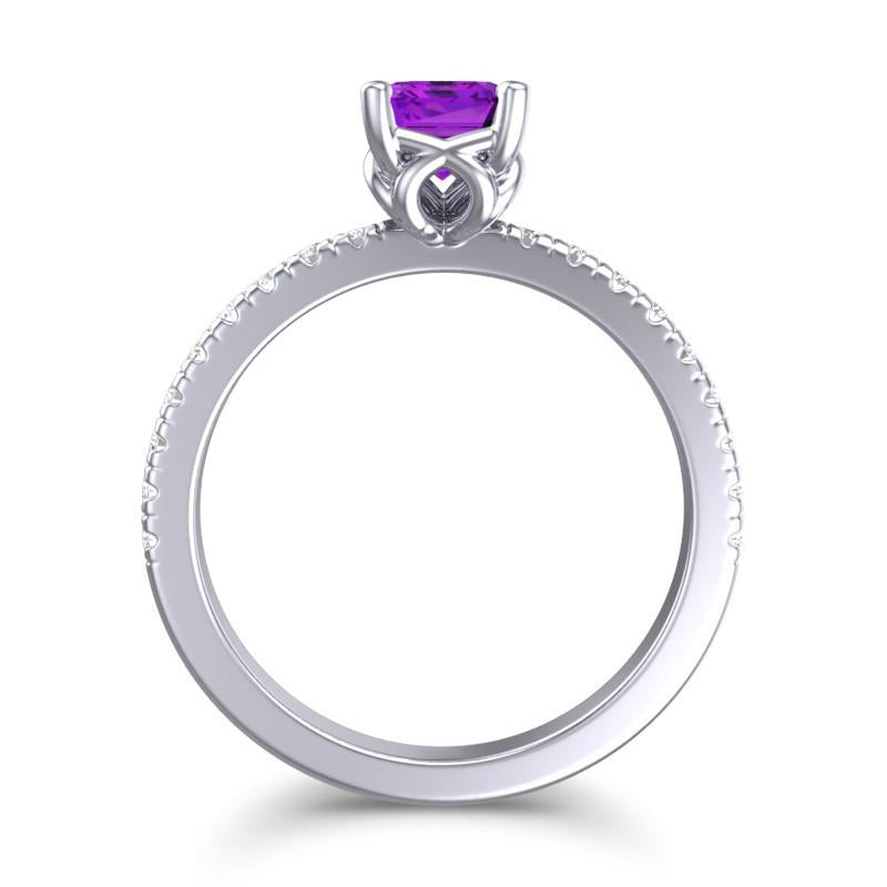 4 Claw Prong Classic Emerald Cut Trellis Diamond Pave Samicina Ring