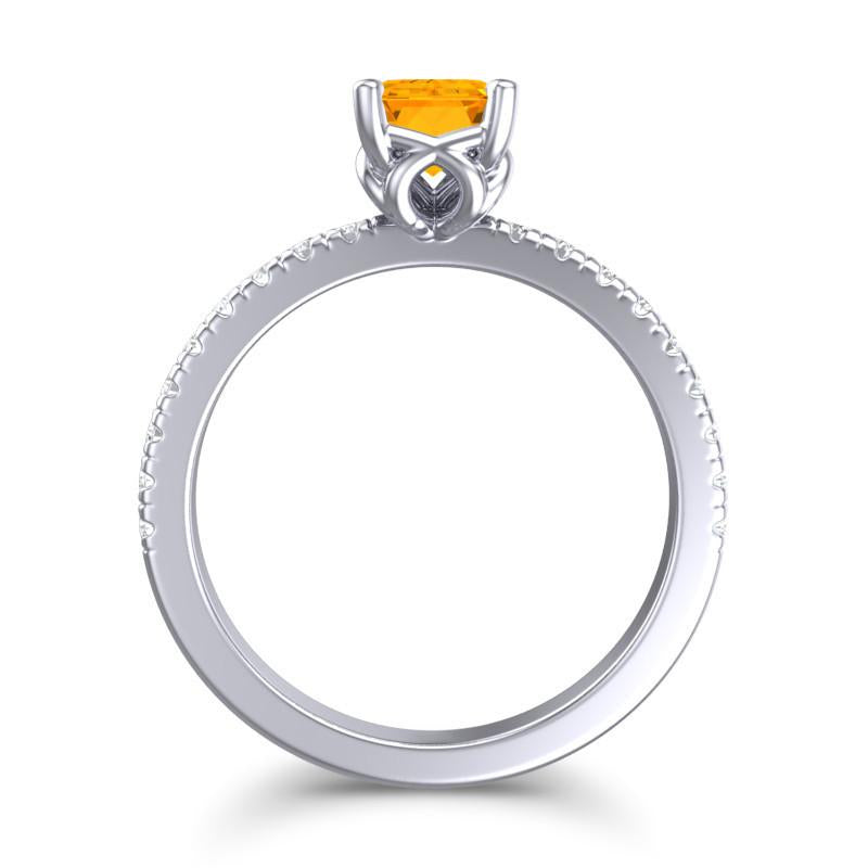 4 Claw Prong Classic Emerald Cut Trellis Diamond Pave Samicina Ring