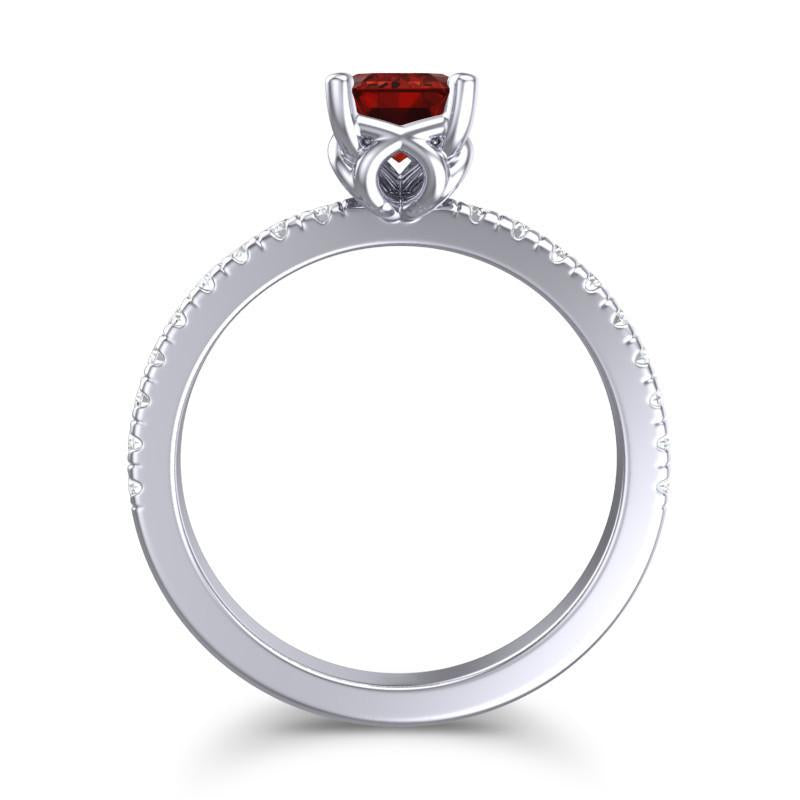 4 Claw Prong Classic Emerald Cut Trellis Diamond Pave Samicina Ring