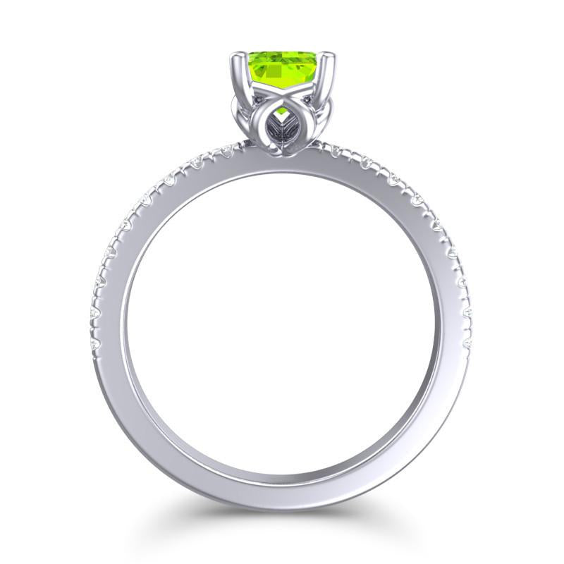 4 Claw Prong Classic Emerald Cut Trellis Diamond Pave Samicina Ring