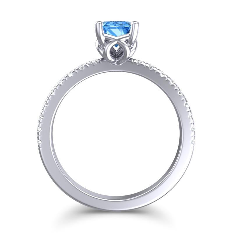 4 Claw Prong Classic Emerald Cut Trellis Diamond Pave Samicina Ring