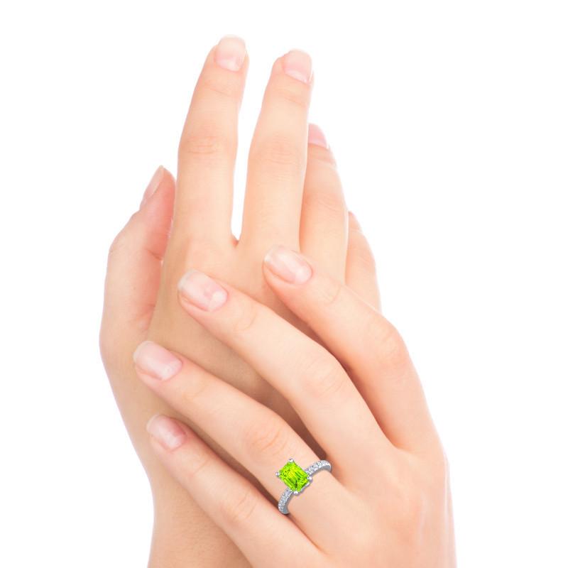 4 Claw Prong Classic Emerald Cut Trellis Diamond Pave Samicina Ring